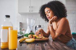 A woman worried about her weight