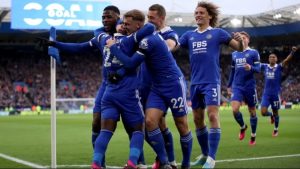 Leicester city celeberating goal -Kelechi Iheanacho