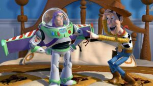 A scene on Pixar toy Story- animation movies