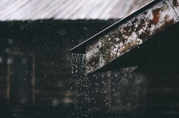 Raindrops off a rooftop - rainy season