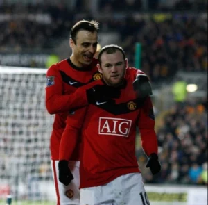 Rooney and Berbatov playing for Manchester United