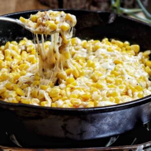 Korean-Corn-cheese-on-hot-pan-with-spoon